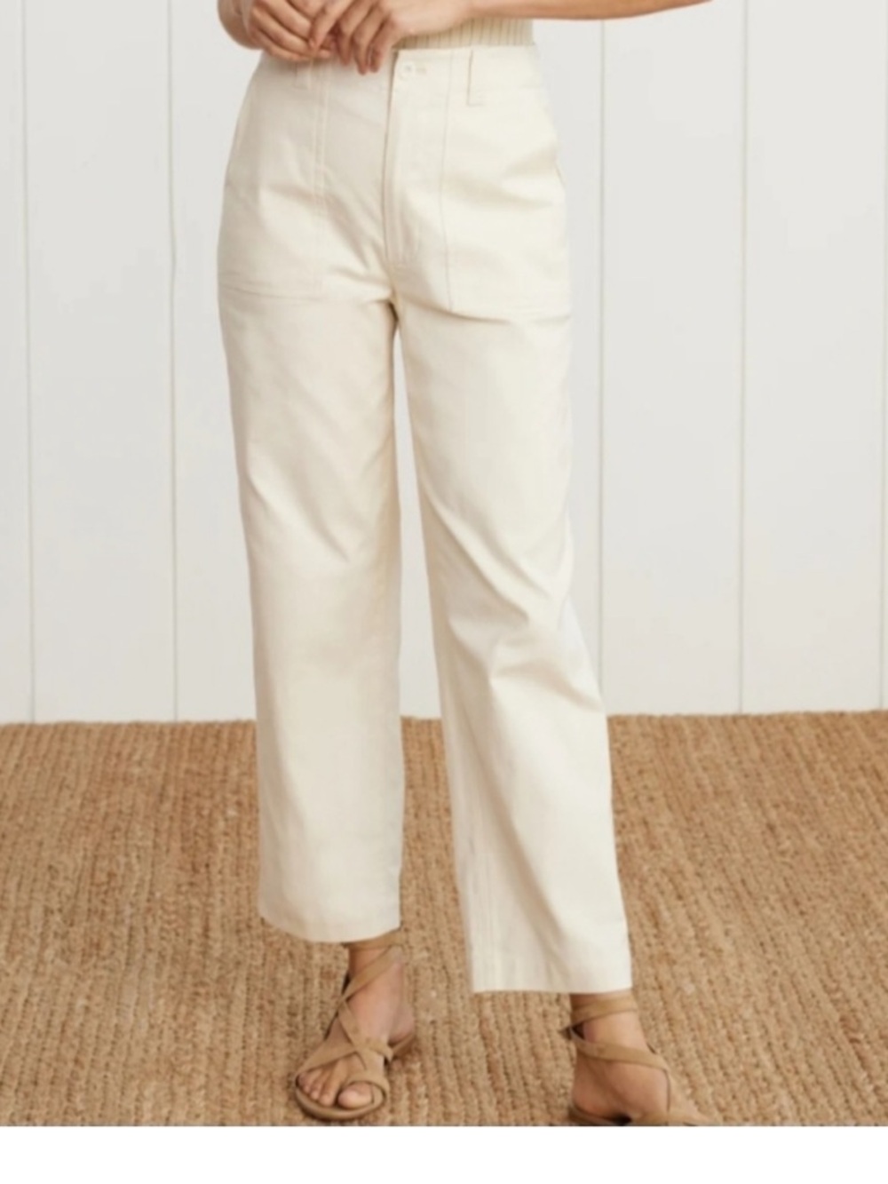Jenni Kayne Ranger Trouser Cotton Cream Color Utility Pants